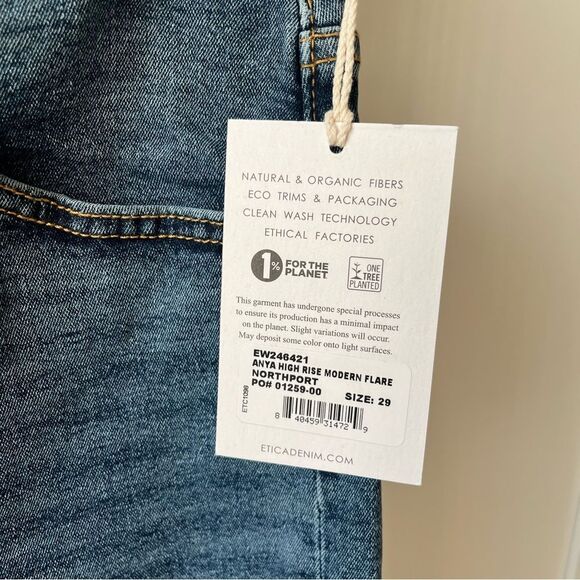 Etica Anthropologie Anya High Rise Modern Flare Jean Raw hem Northport sz 29 NWT - Picture 8 of 15